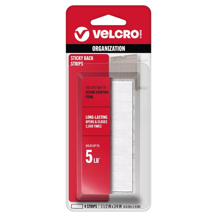 VELCRO 3-1/2 in. x 3/4 in. Sticky Back Strips (4-Pack)
