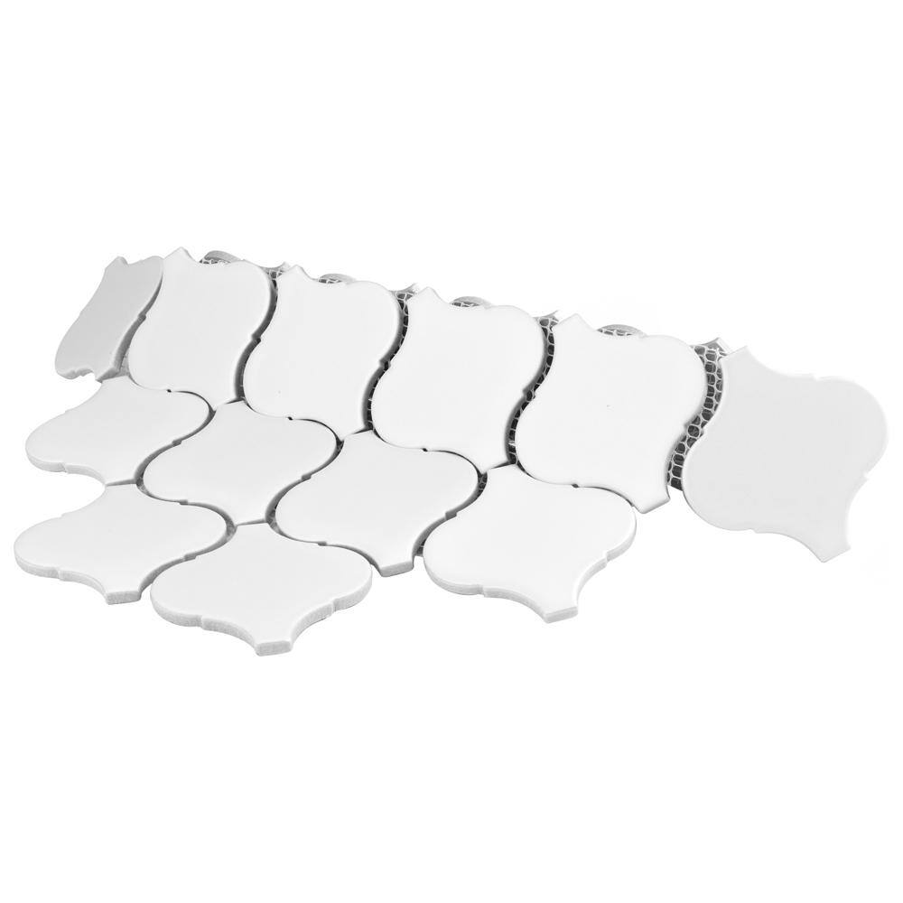 Morocco Matte White 9.5" x 10.75" Porcelain Mosaic Accent Tile