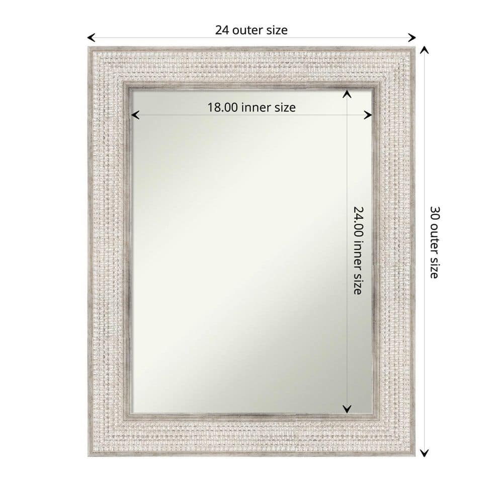 Trellis Silver Wood 30" x 24" Rectangular Wall Mirror