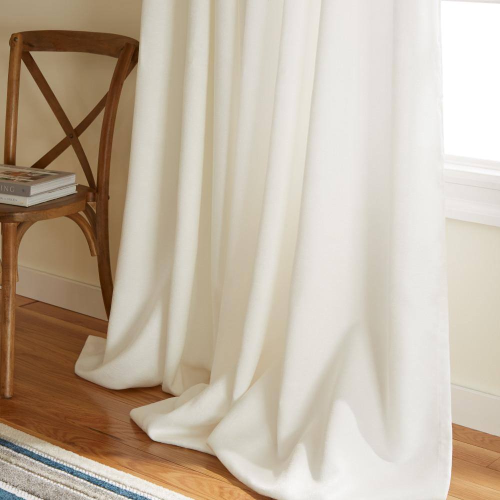 Vanilla Textured Sateen Room Darkening Grommet Top Curtain Panels, 96" x 52"