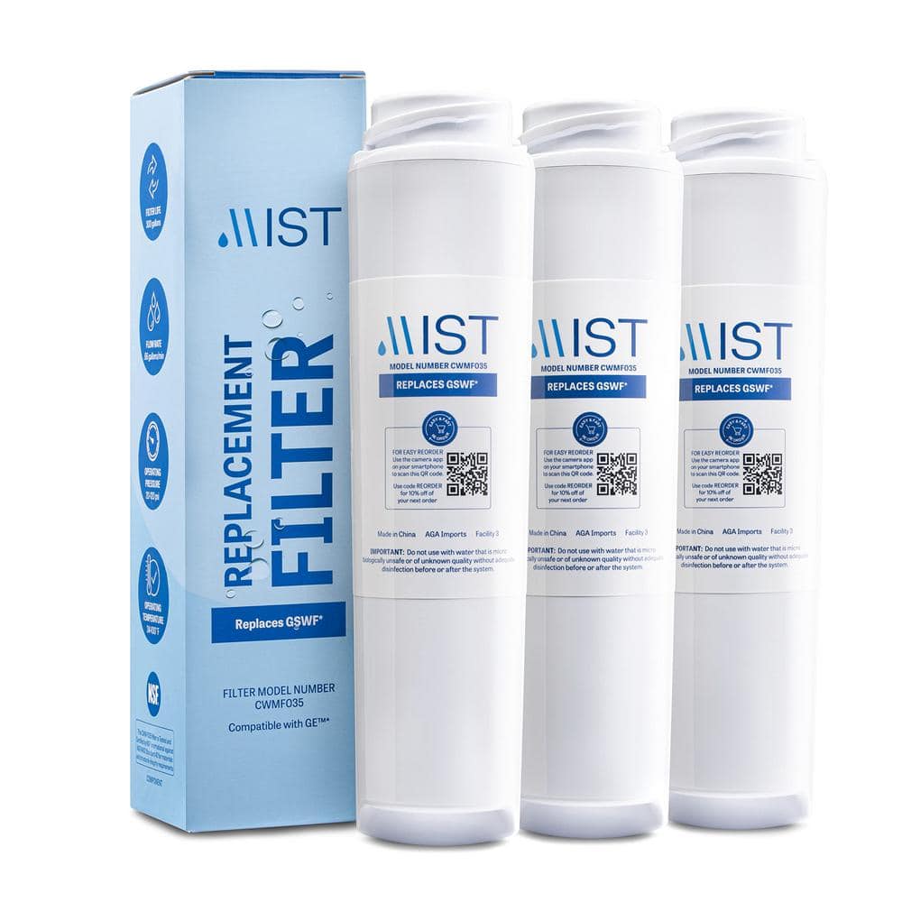 Mist GSWF Compatible With GE GSWFDS, 100749-C,100810/A Refrigerator Water Filter (3-Pack)
