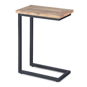 Skyler Solid Mango Wood and Metal 18 in. Wide Rectangle Industrial C Side Table in Natural, Fully Assembled
