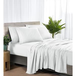 2000 Count 6-Piece White Solid Rayon from Bamboo Twin XL Sheet Set