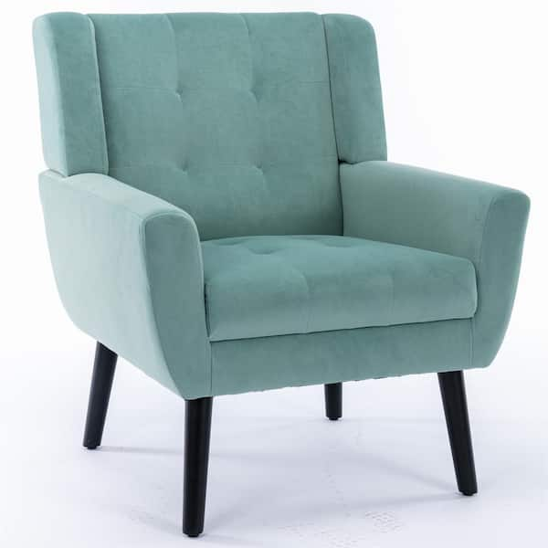 ATHMILE Mint Green Velvet Upholstered Accent Arm Chair (Set of 1