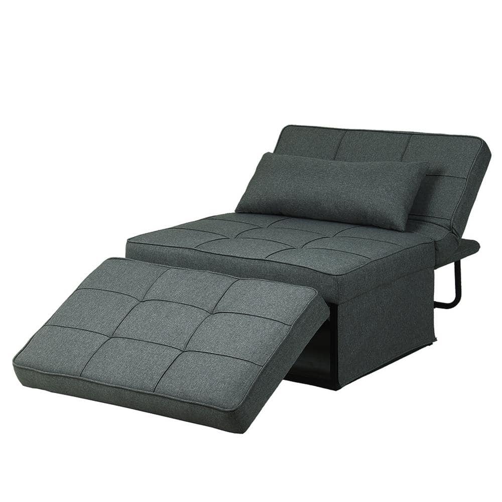 4-in-1 37.4 in. Dark Gray Fabric Twin Size Multi-Funcation Adjustable 74.02