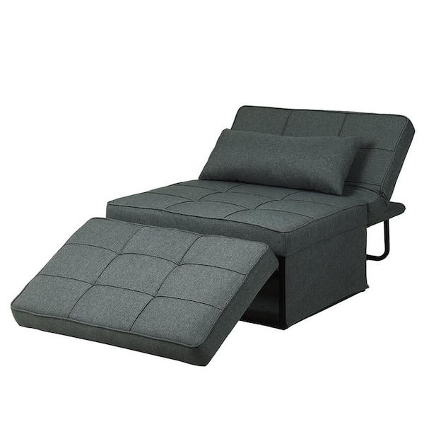 Unbranded 4-in-1 37.4 in. Dark Gray Fabric Twin Size Multi-Funcation Adjustable 74.02 in. Depth Sofa Bed Couch