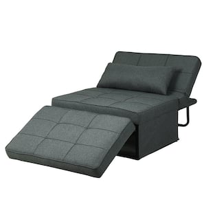 4-in-1 37.4 in. Dark Gray Fabric Twin Size Multi-Funcation Adjustable 74.02 in. Depth Sofa Bed Couch