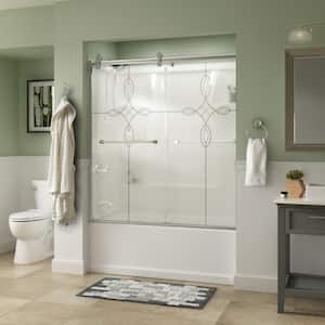 Everly 60 x 58-3/4 in. Frameless Contemporary Sliding Bathtub Door in Chrome with Tranquility Glass