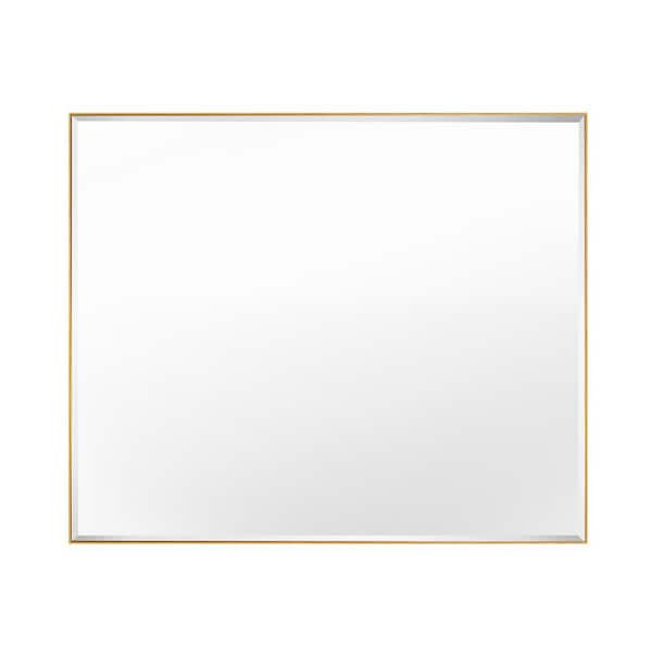 GETLEDEL 36 in. W x 30 in. H Rectangular Aluminum Framed Beveled Edge Wall Mounted Bathroom Vanity Mirror in Gold