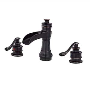 8 in. Widespread Double Handle Waterfall Bathroom Faucet 3 Hole Bathroom Sink Laundry Faucets in Oil Rubbed Bronze
