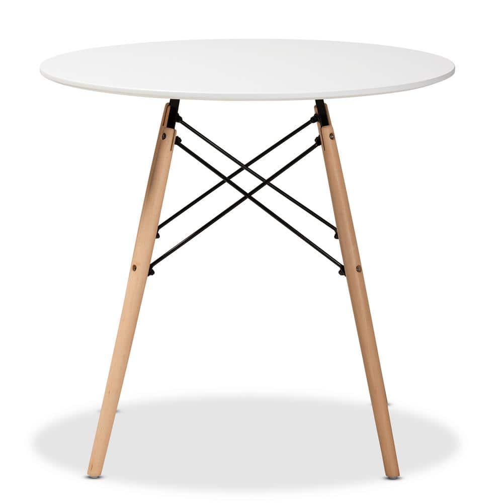 Modern 32 in. White Round Wood MDF Table Top Pedestal Dining Table SEATS 2