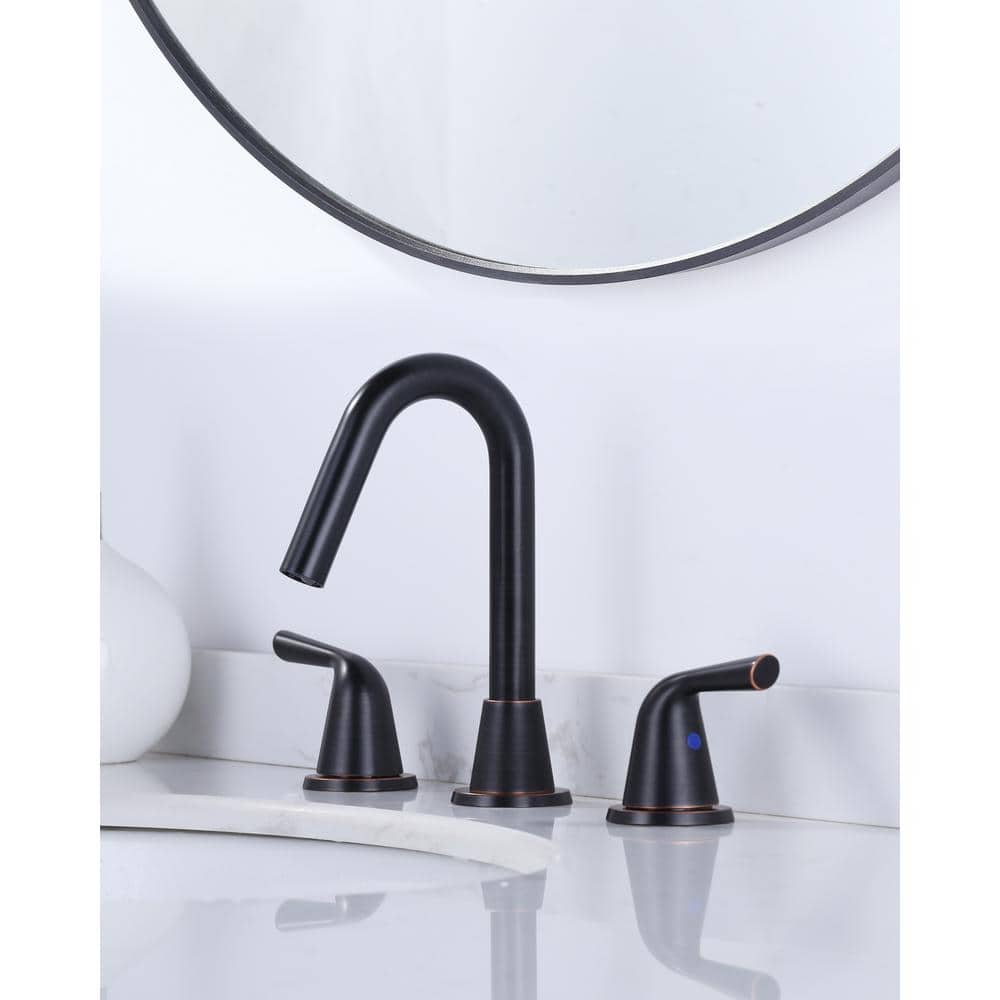 Oil Rubbed Bronze 8-Inch Widespread Double Handle Bathroom Faucet