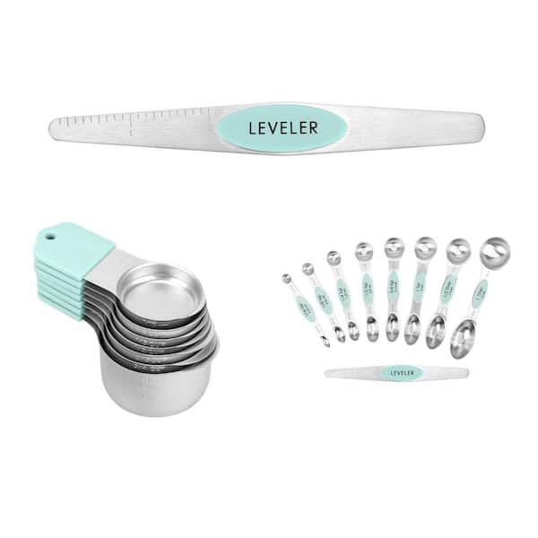 Mint 16Piece Heavy Duty 304 Stainless Steel Measuring Cups and Spoons Set with Leveler, Double Measurement Markings