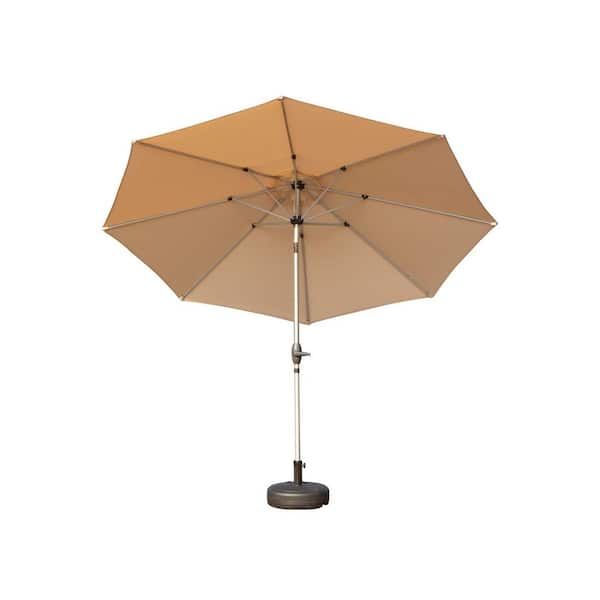 Unbranded 10 ft. Aluminium Outdoor Market Table Patio Umbrella with Button Tilt, Crank and 8 Sturdy Ribs for Garden in Beige