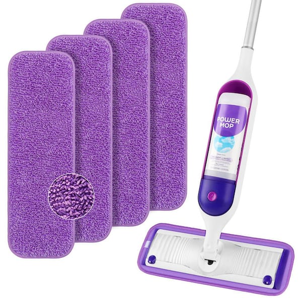 Reusable Microfiber Mop Pads for Sealed Hard Floors Floor Cleaning in White with Wet Dry Cleaning Features, Pack of 4
