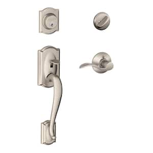 Camelot Satin Nickel Single Cylinder Door Handleset with Accent Handle