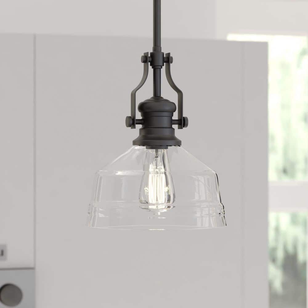 Beloit Matte Black Mini Pendant with Clear Seeded Glass