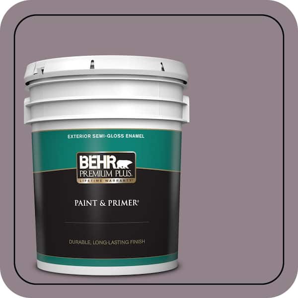 BEHR PREMIUM PLUS 5 gal. #N110-4 Gothic Purple Semi-Gloss Enamel Exterior Paint & Primer