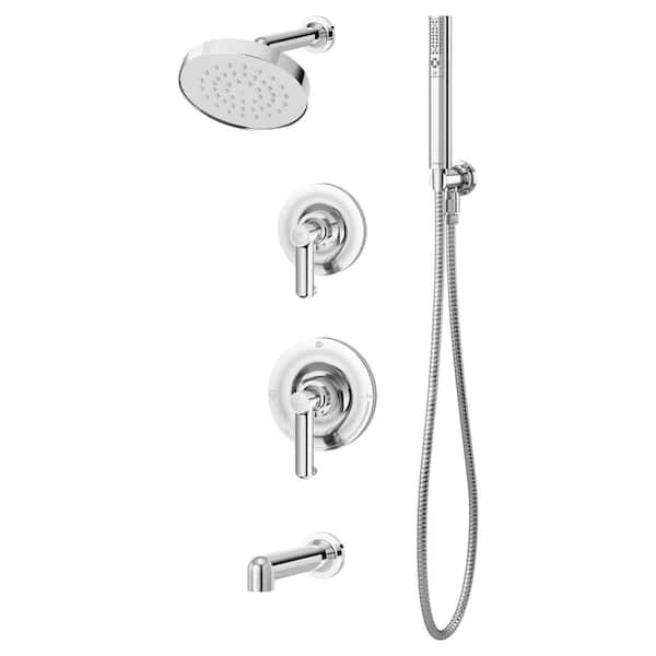 Symmons Museo 2-Handle Tub and 1-Spray Shower Trim with 2-Spray Hand Shower in Polished Chrome (Valve not Included)