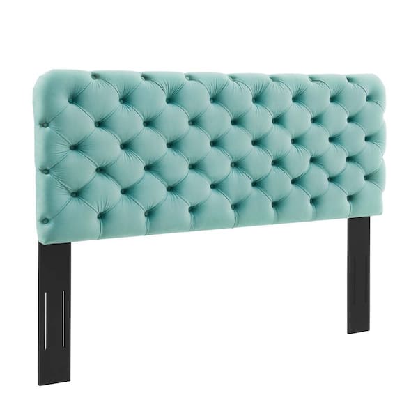 MODWAY Lizzy Tufted in Mint Twin Performance Velvet Headboard