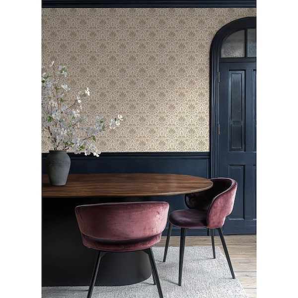 Woodbury Brown Floral Damask Wallpaper