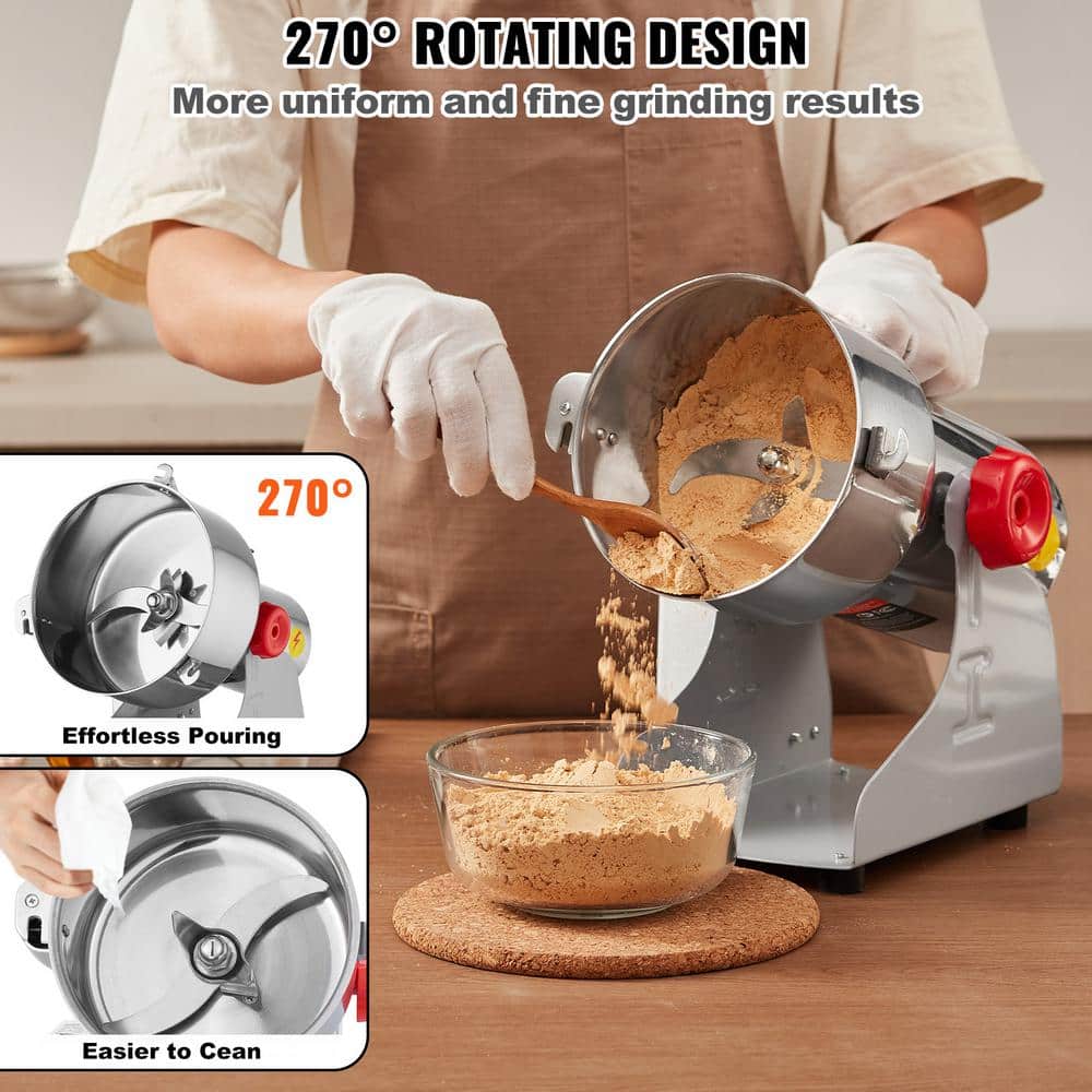 VEVOR 500g Silver Stainless Steel Electric Grain Mill Grinder