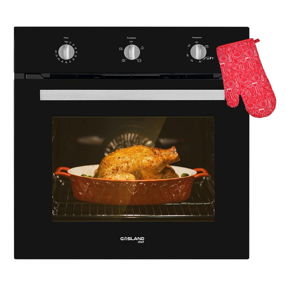 GASLAND Chef 24 in. BuiltIn Single Natural Gas Wall Oven with Rotisserie in Black, CSA Approved