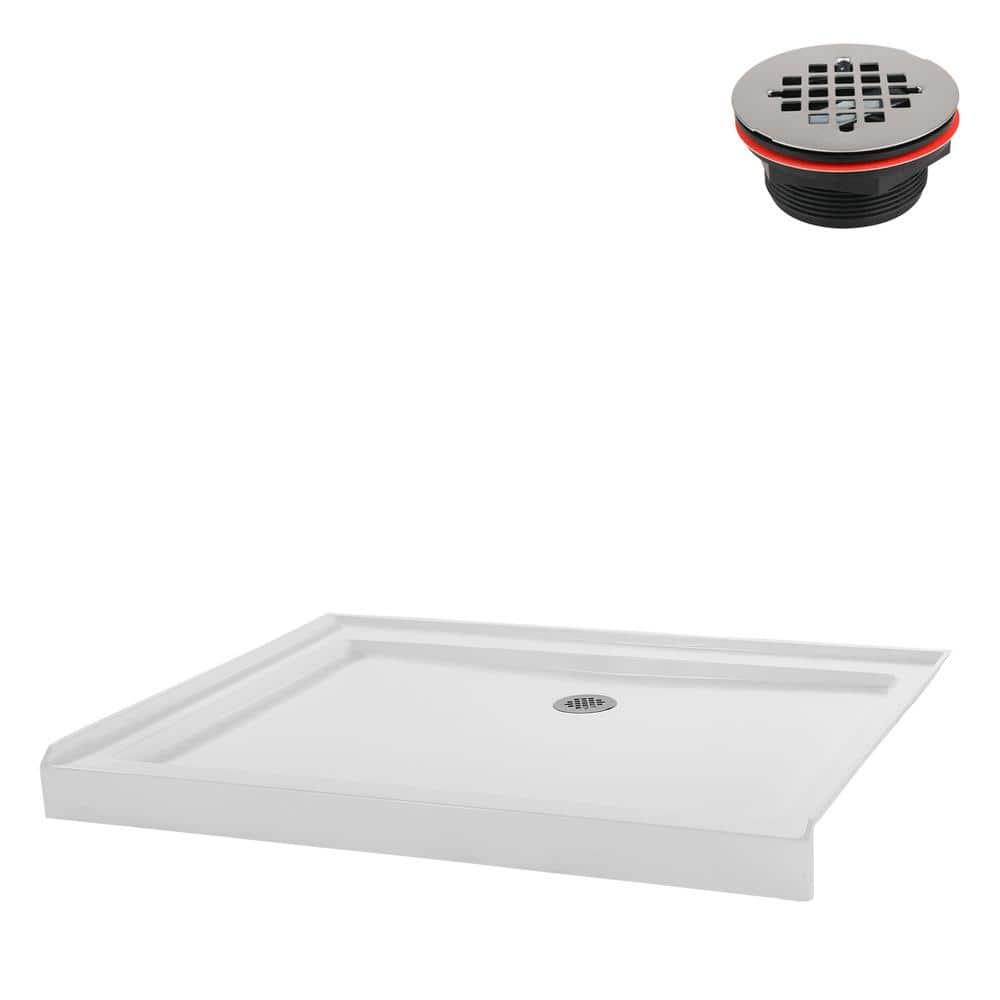 48'' Glossy White Rectangular Acrylic Shower Base with ABS Drain