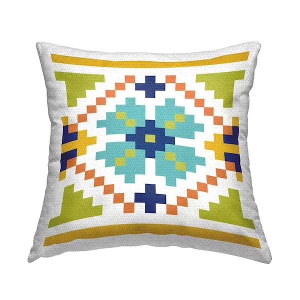 Stupell Industries Bold Abstract Pixel Pattern Multi-Color Square Outdoor Throw Pillow