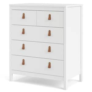 Madrid 5-Drawer White Chest of Drawer 32.4 in. W x 38.94 in. H