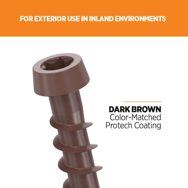 #10 2-1/2 in. Dark Brown Star Drive Trim-Head Composite Deck Screw (100-Count)
