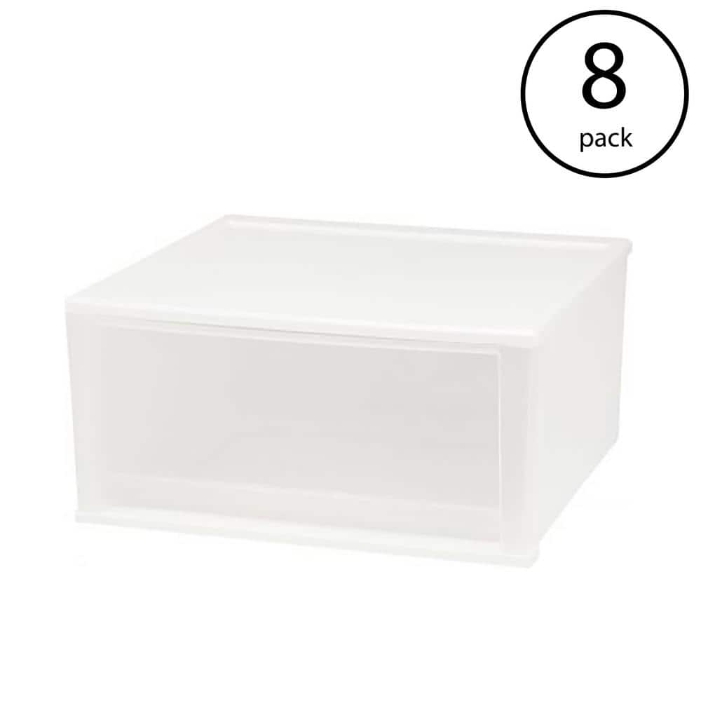 Dual Opening Plastic Storage Drawers, Stackable and Durable (4PK)