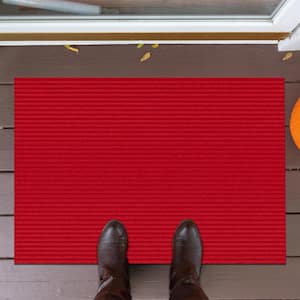 Lifesaver Non-Slip Rubberback Indoor/Outdoor Long Hallway Runner Rug 2 ft. 7 in. x 4 ft. Red Polyester Garage Flooring