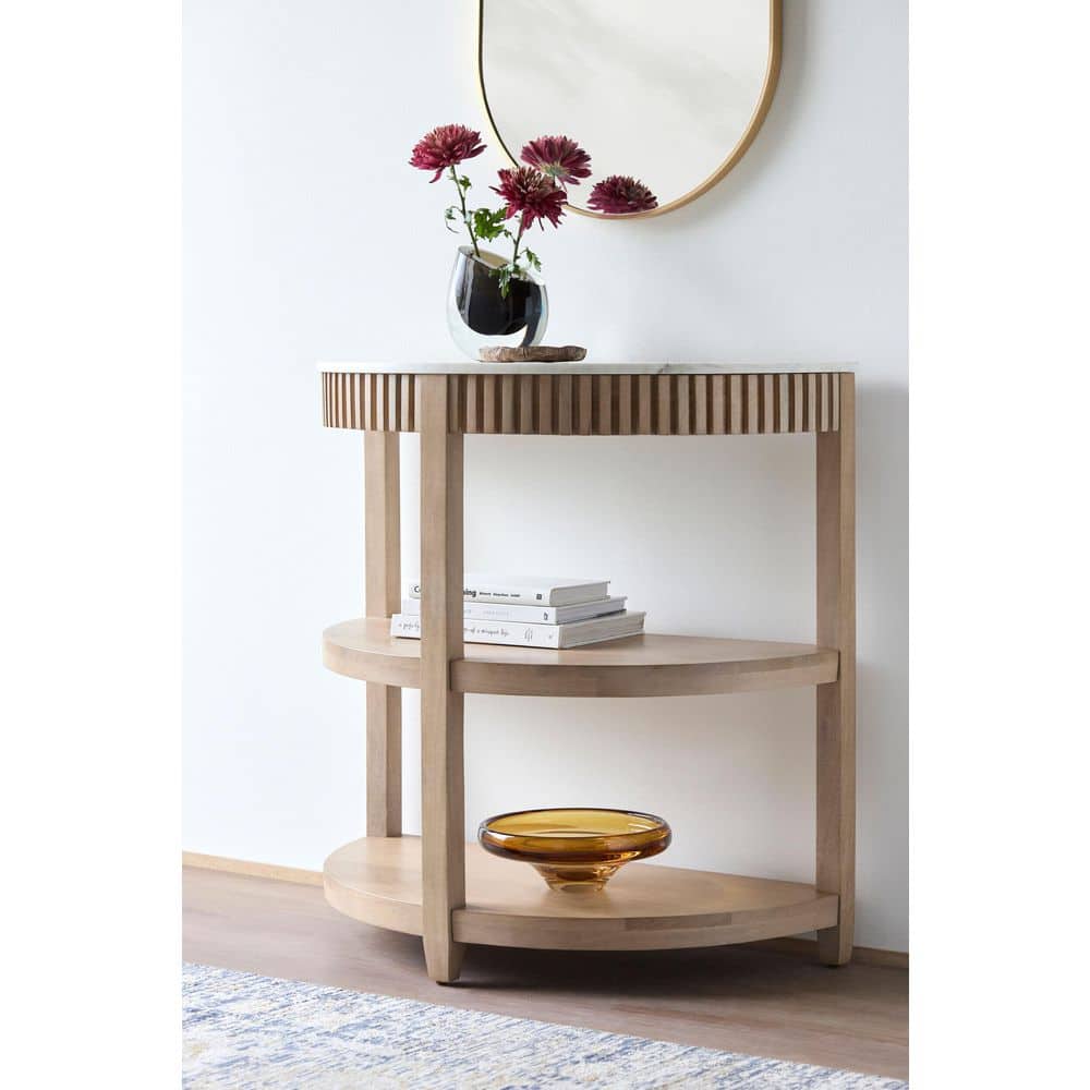 Becki Owens Rosemary 16 in. Tan Half-Circle Marble Console Table with No Additional Features price history on PriceWatchPro