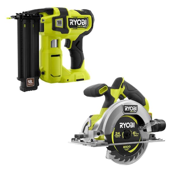 ONE+ HP 18V 18-Gauge Brushless AirStrike Brad Nailer with ONE+ HP 18V Brushless Cordless Compact 6-1/2 in. Circular Saw