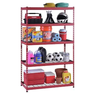 5-Shelf 48 in. W x 24 in. D x 78 in. H, Heavy-Duty Steel Shelving in Red