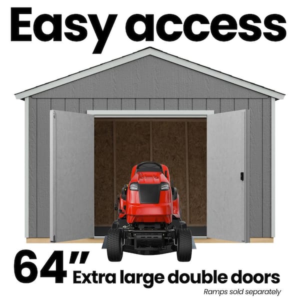 Pro Assembled Astoria 12 ft. x 16 ft. Wood Shed with Floor - Outdoor Storage with Gray Shingles (192 sq. ft.)