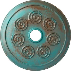 2 in. x 25-1/2 in. x 25-1/2 in. Polyurethane Spiral Ceiling Medallion, Copper Green Patina