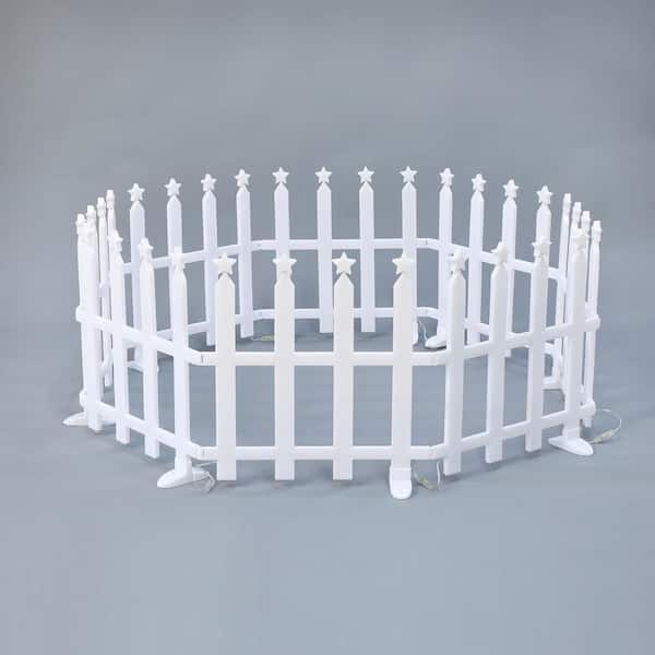 16 in. 8-Piece Light Show Star-Topped Fence Design Outdoor Christmas Decoration