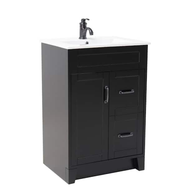 Cordelia 24 in. W x 18 in. D x 36 in. H Single Vanity in Espresso with Ceramic Vanity Top in White with White Basin