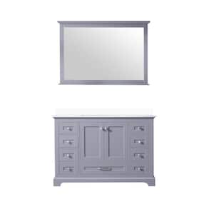 Dukes 48 in. W x 22 in. D Dark Grey Single Bath Vanity, Cultured Marble Top, White Square Sink, and 46 in. Mirror