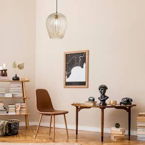 Chloe 40-Watt 1-Light Clear and Gold Dome Shaded Pendant Light with Clear Glass Shade