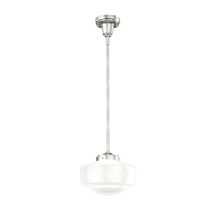 Saddle Creek 1 Light Brushed Nickel Mini Pendant with Frosted Glass Shade Kitchen Light