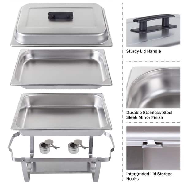 Medium Round 1/2 Divided Food Pan in Stainless Steel