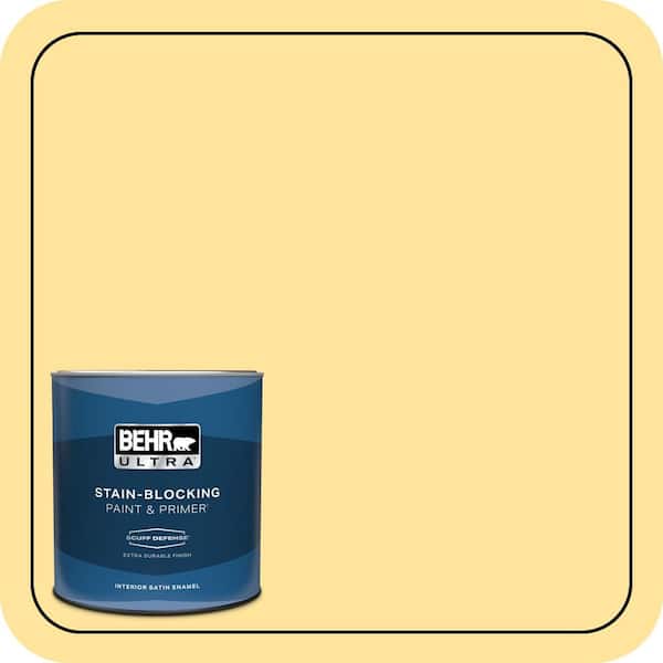 BEHR ULTRA 1 qt. #340B-4 Lemon Drops Extra Durable Satin Enamel Interior Paint & Primer