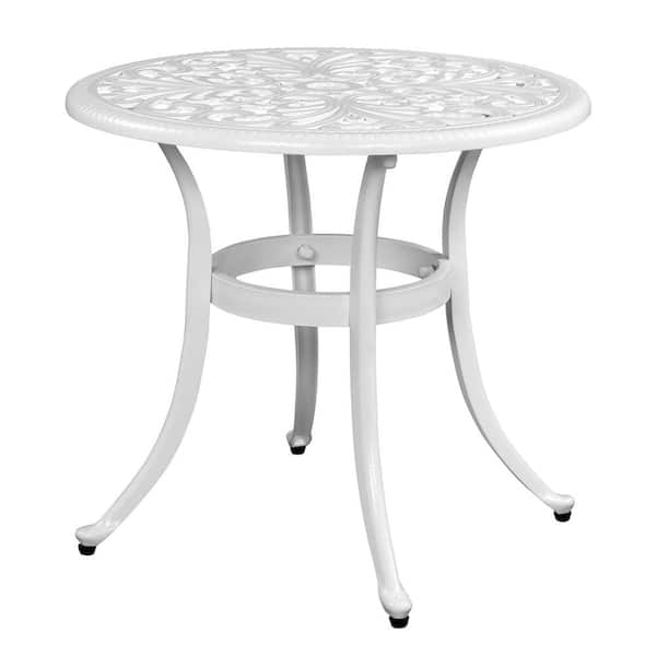 Karl home White Round Aluminum Outdoor Side Table