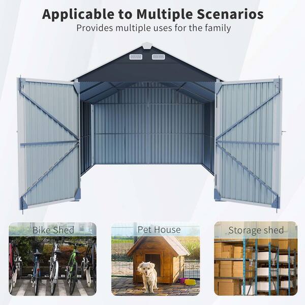 12 ft.W x 20 ft.D Outdoor Metal Storage Shed, Tool House with 2