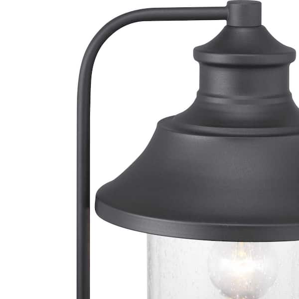 Lakelynn 1-Light Textured Black Outdoor Post Lantern with Clear Seeded Glass