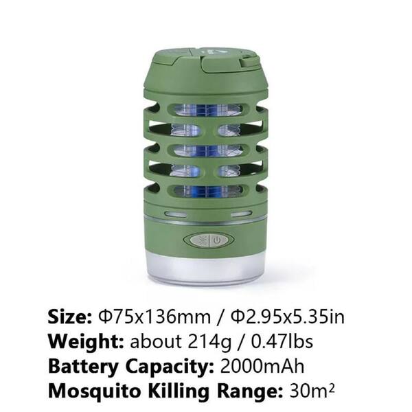 Green Electric Fly & Mosquito Zapper - USB Rechargeable Bug Killer Lamp For Indoor/Outdoor Use