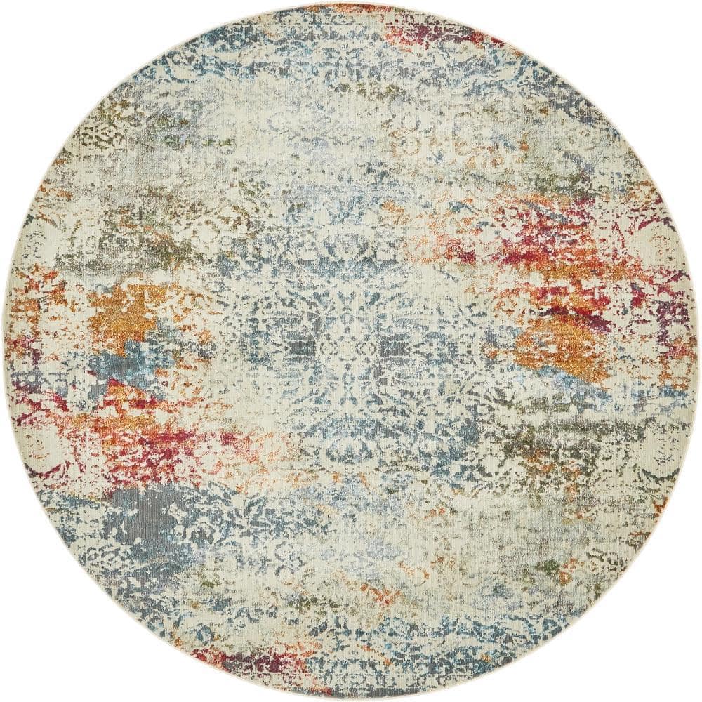 Baracoa Collection Area Rug - Panamericana (8 ft.  Round Cream/Blue) price history on PriceWatchPro